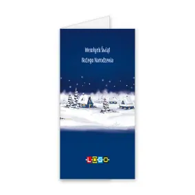 BN3-127 Niebieskie domki w nocnym pasie · Okładka Kartka świąteczna z logo BN3-127 Niebieskie domki w nocnym pasie, okładka