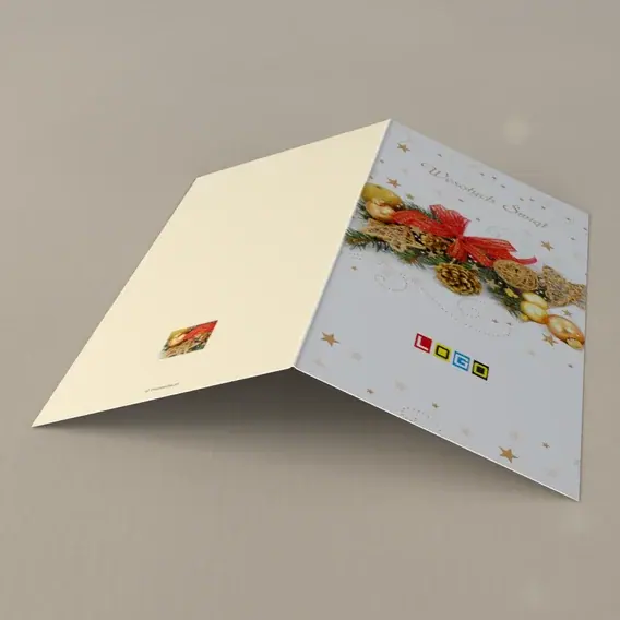 Kartka świąteczna z logo BN3-133 Miedziany napis i brokat, tył