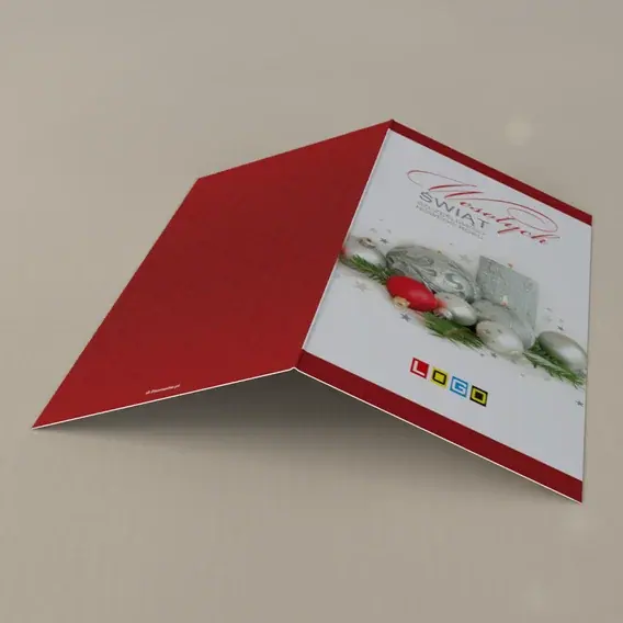 Kartka świąteczna z logo BN3-137 Srebro w bordowej oprawie, tył