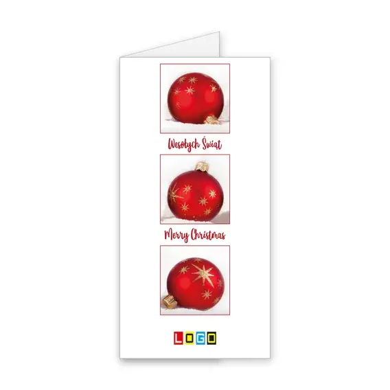 Kartka świąteczna z logo BN3-146 Trzy czerwone kule w ramkach, okładka