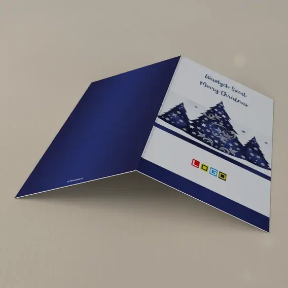 Kartka świąteczna z logo BN3-147 Trzy stożki ze srebrnym wzorem, tył