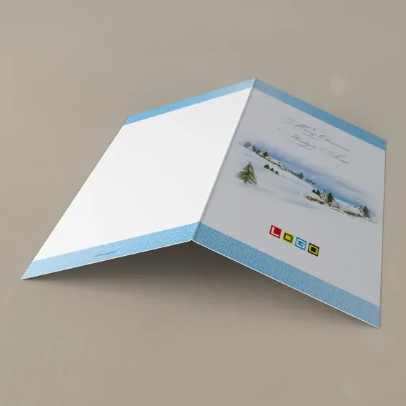 Kartka świąteczna z logo BN3-148 Choinka w ośnieżonej wsi, tył