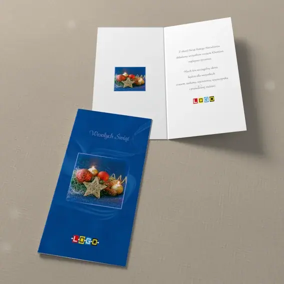 Kartka świąteczna z logo BN3-150 Druciana gwiazda i świece, widok ogólny