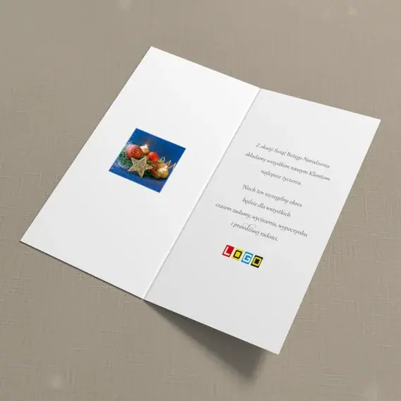 Kartka świąteczna z logo BN3-150 Druciana gwiazda i świece, wnętrze
