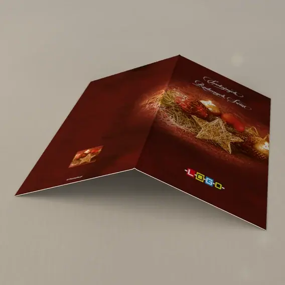 Kartka świąteczna z logo BN3-152 Ciepły splot słomy i wosku, tył
