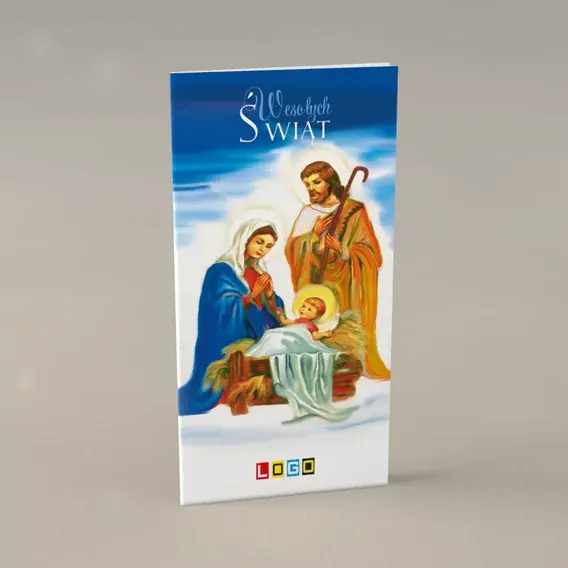 Kartka świąteczna z logo BN3-155 Błękitna noc w stajence, przód