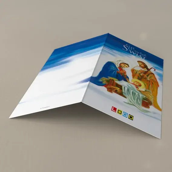 Kartka świąteczna z logo BN3-155 Błękitna noc w stajence, tył