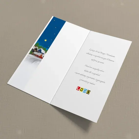 Kartka świąteczna z logo BN3-160 Osada w śnieżną noc, wnętrze