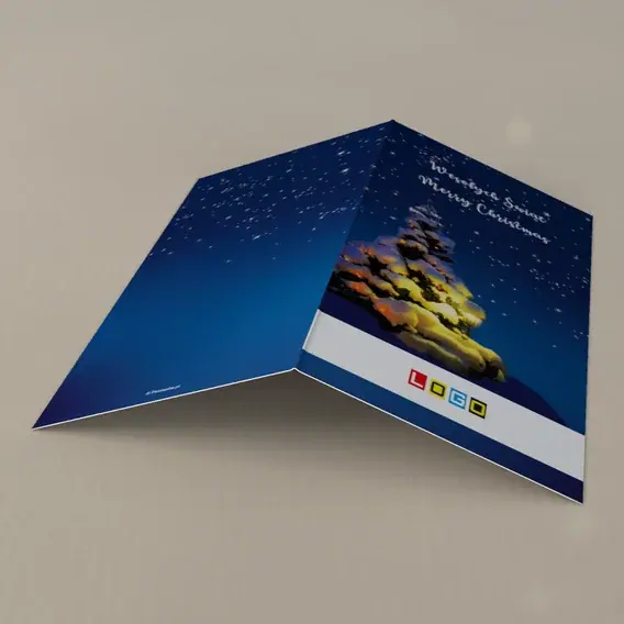 Kartka świąteczna z logo BN3-162 Lampion w śnieżnym borze, tył