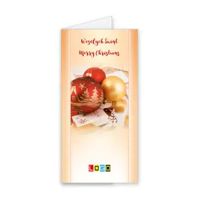 BN3-167 Kremowe pasy z rubinową kulą · Okładka Kartka świąteczna z logo BN3-167 Kremowe pasy z rubinową kulą, okładka