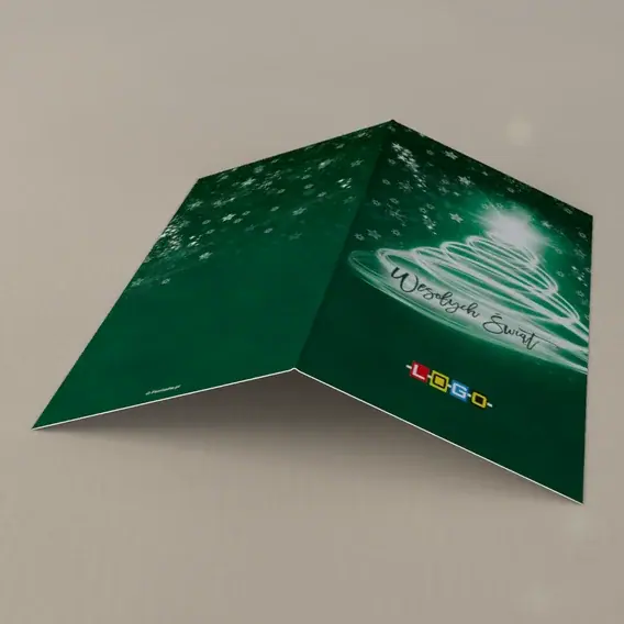 Kartka świąteczna z logo BN3-168 Zielony wir i gwiazda, tył