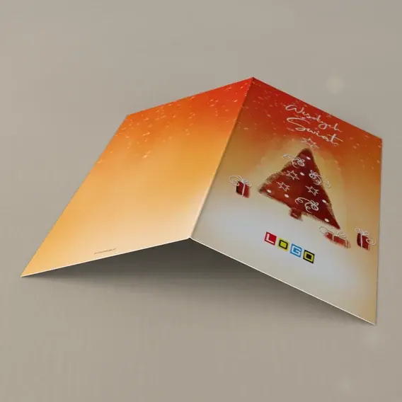 Kartka świąteczna z logo BN3-172 Pod drzewkiem czekają paczki, tył
