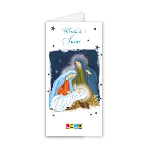 Kartka świąteczna z logo BN3-182 Żłóbek w nocnym owalu, okładka