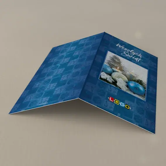 Kartka świąteczna z logo BN3-188 Stalowa choinka wśród kwadratów, tył