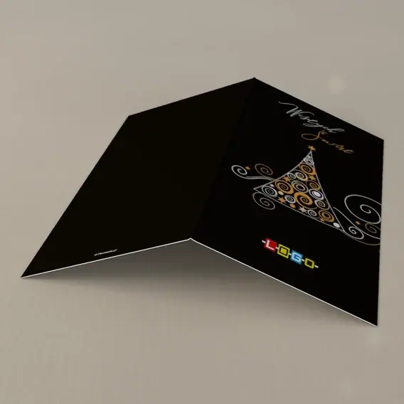 Kartka świąteczna z logo BN3-191 Gwiazdka na czarnej spirali, tył