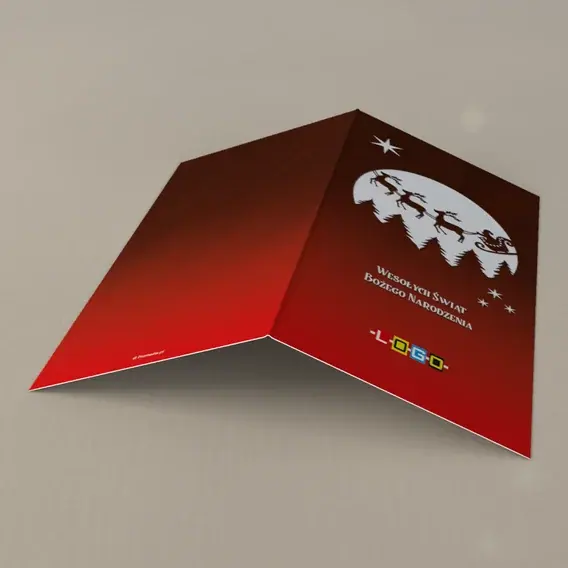 Kartka świąteczna z logo BN3-193 Sanie w poświacie pełni, tył