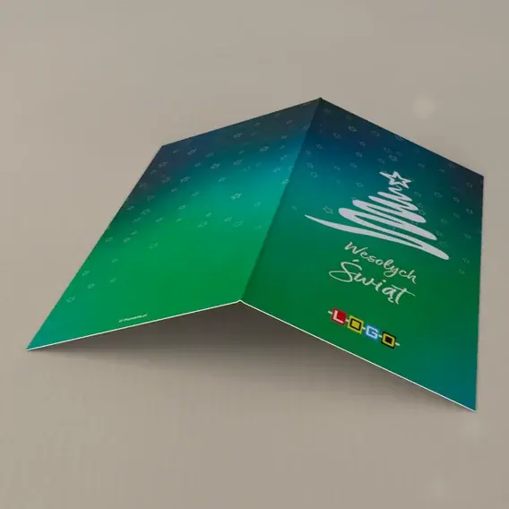 Kartka świąteczna z logo BN3-194 Falująca linia jako choinka, tył