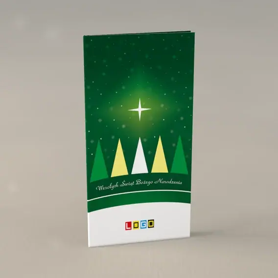 Kartka świąteczna z logo BN3-198 Biały środek i złote boki, przód