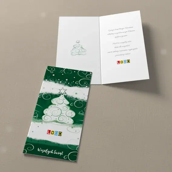 Kartka świąteczna z logo BN3-202 Spiralny kontur w zaspach, widok ogólny