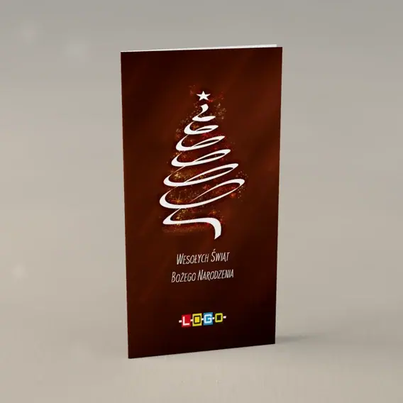 Kartka świąteczna z logo BN3-205 Iskry wokół białej spirali, przód