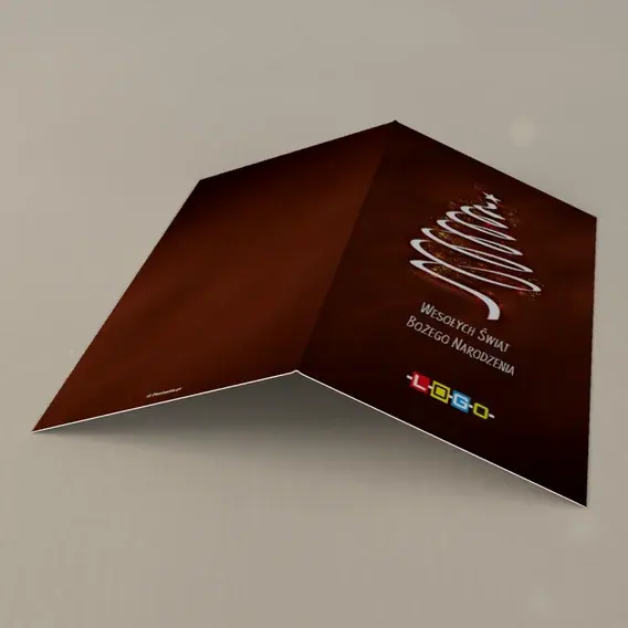 Kartka świąteczna z logo BN3-205 Iskry wokół białej spirali, tył