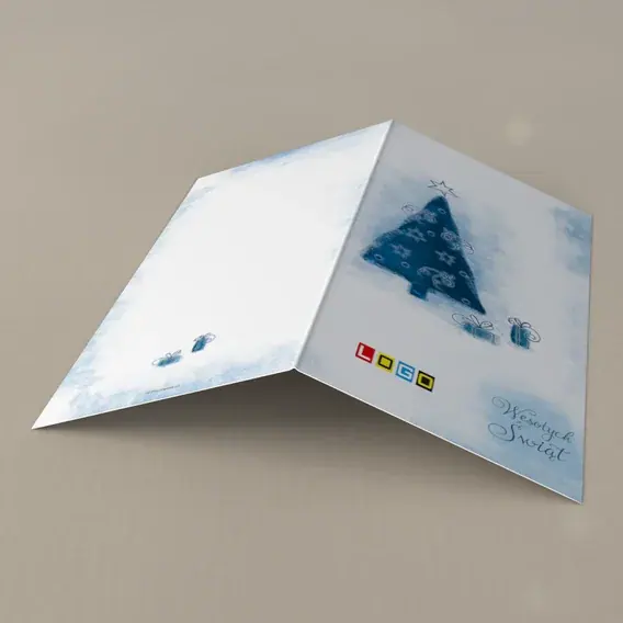 Kartka świąteczna z logo BN3-207 Akwarela z granatową jodłą, tył