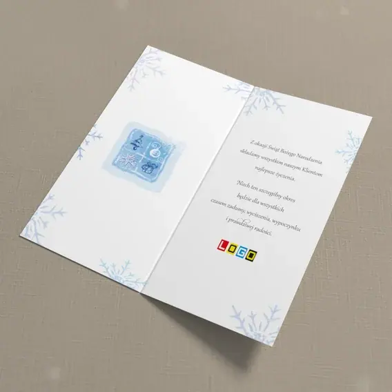 Kartka świąteczna z logo BN3-208 Kwartet symboli w kwadracie, wnętrze
