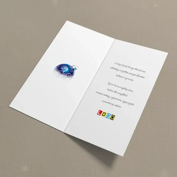 Kartka świąteczna z logo BN3-209 Podwójna kula w śnieżynkach, wnętrze