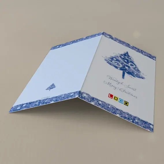 Kartka świąteczna z logo BN3-210 Tuszowa jodła między pasami, tył
