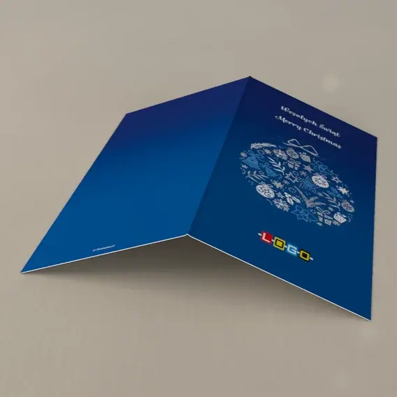 Kartka świąteczna z logo BN3-211 Wieniec z noworocznych ikon, tył