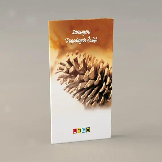 Kartka świąteczna z logo BN3-214 Łuski w bursztynowej poświacie, przód