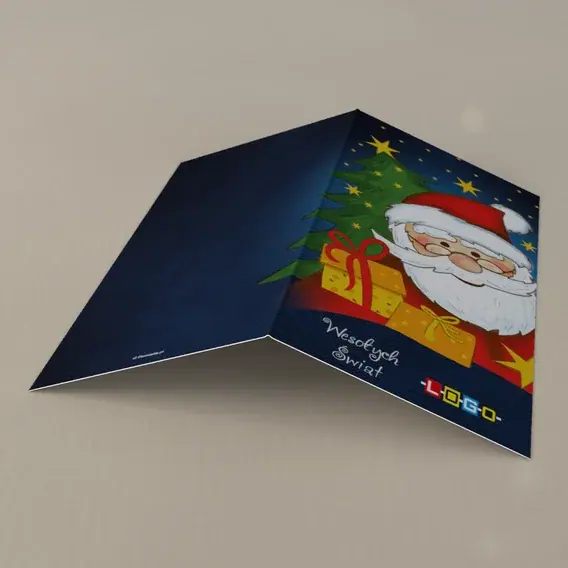 Kartka świąteczna z logo BN3-218 Brodacz w okrągłych okularach, tył