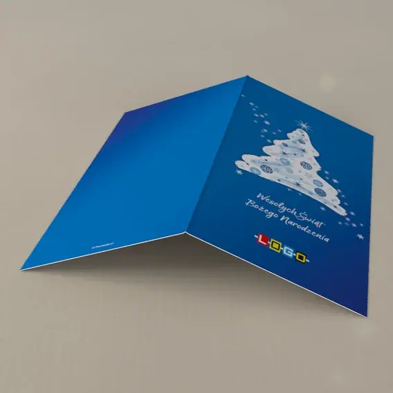 Kartka świąteczna z logo BN3-221 Biała jodła w iskrach, tył