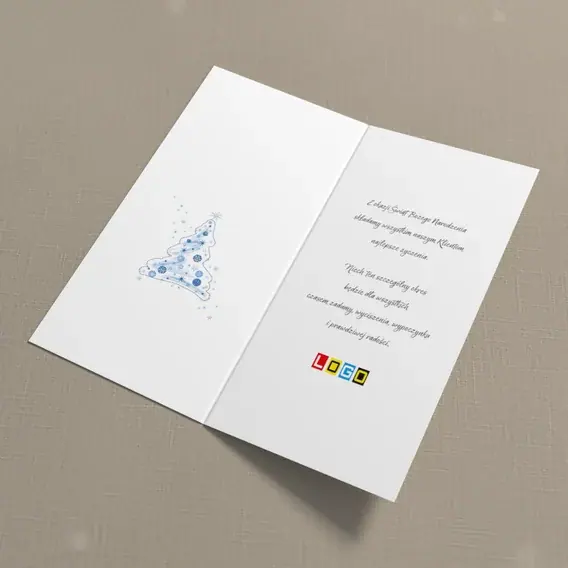 Kartka świąteczna z logo BN3-221 Biała jodła w iskrach, wnętrze