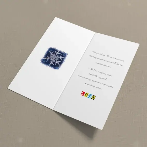 Kartka świąteczna z logo BN3-223 Mrozowa koronka w głębi, wnętrze