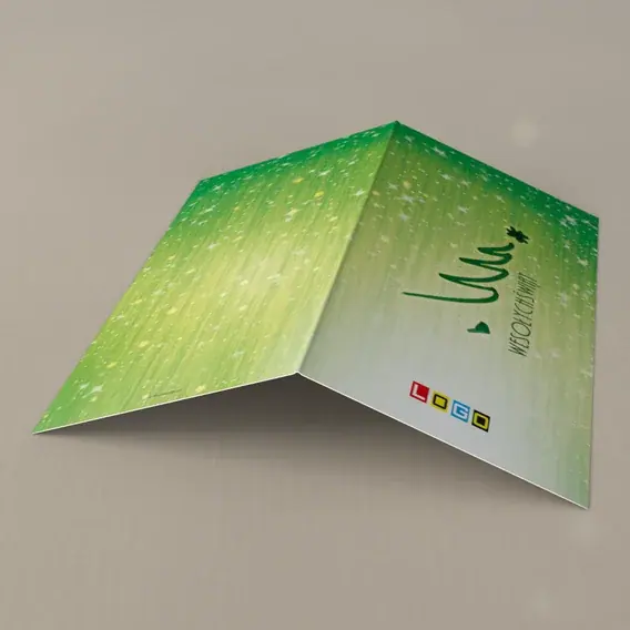 Kartka świąteczna z logo BN3-224 Pędzel w zygzakach zieleni, tył