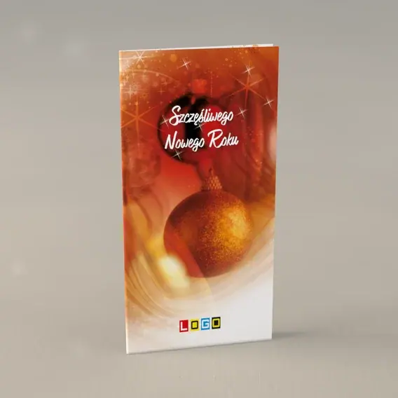 Kartka świąteczna z logo BN3-230 Miodowa kula i cień drugiej, przód