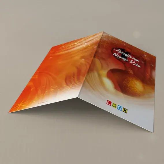 Kartka świąteczna z logo BN3-230 Miodowa kula i cień drugiej, tył