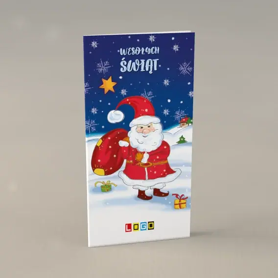 Kartka świąteczna z logo BN3-232 Worek prezentów na ramieniu, przód