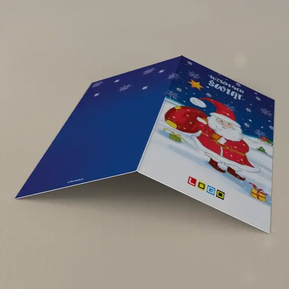 Kartka świąteczna z logo BN3-232 Worek prezentów na ramieniu, tył