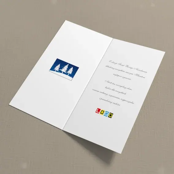 Kartka świąteczna z logo BN3-238 Wiatr i trójka jodeł, wnętrze