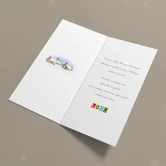 Kartka świąteczna z logo BN3-240 Śnieżynkowa ramka z wioską, wnętrze