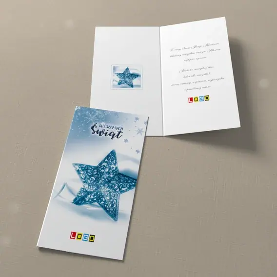 Kartka świąteczna z logo BN3-241 Szklana gwiazda w chłodnym blasku, widok ogólny