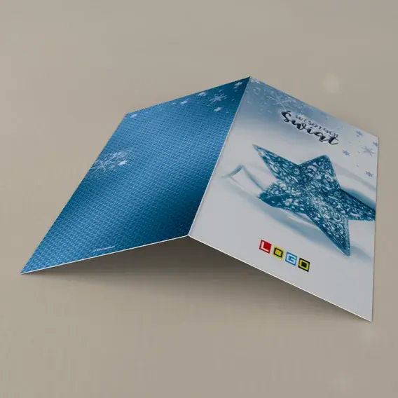 Kartka świąteczna z logo BN3-241 Szklana gwiazda w chłodnym blasku, tył