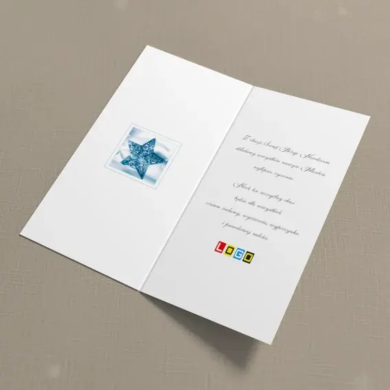 Kartka świąteczna z logo BN3-241 Szklana gwiazda w chłodnym blasku, wnętrze