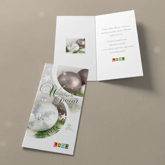 Kartka świąteczna z logo BN3-247 Para kul na skośnej wstędze, widok ogólny