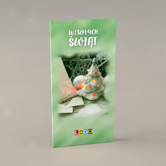 Kartka świąteczna z logo BN3-253 Świecąca biel w zielonym marmurze, przód