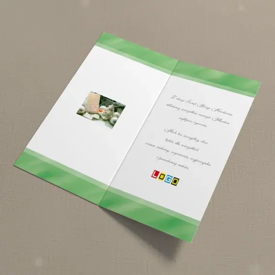Kartka świąteczna z logo BN3-253 Świecąca biel w zielonym marmurze, wnętrze
