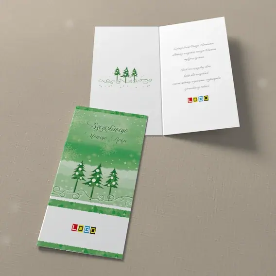 Kartka świąteczna z logo BN3-255 Szmaragdowy zagajnik z życzeniami, widok ogólny