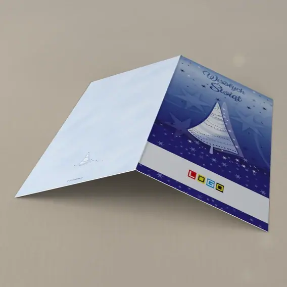 Kartka świąteczna z logo BN3-257 Tkanina w kształcie drzewa, tył